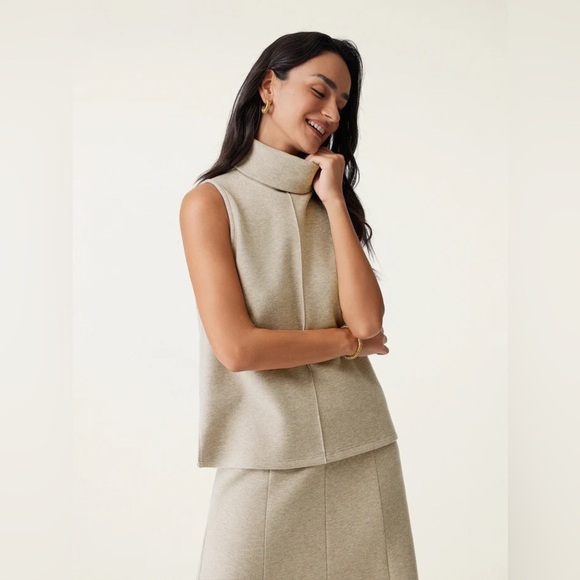 OGL FuzzLuxe Turtle Neck Split Hem Top Heather Morganite - Picture 1 of 4